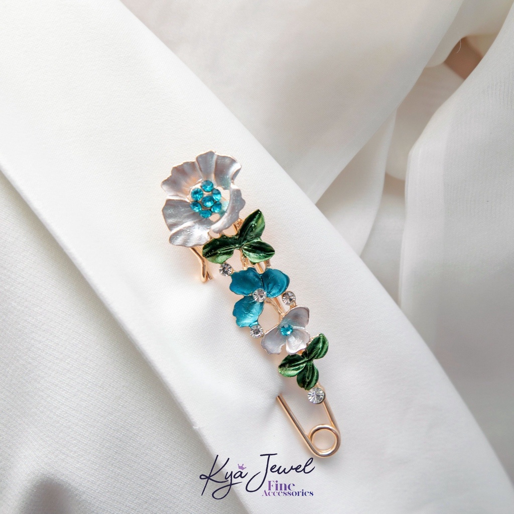 Trâm Cài áo Kya Jewel hoa xanh nở rộ DH1