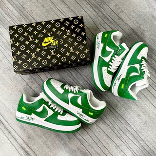 Giày af1 lv low white green da thật lai au