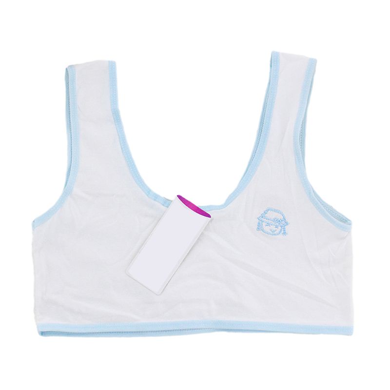 Áo Ngực Crop Top Dây Bản Rộng Bằng Vải Cotton Không Đệm Thêu Họa Tiết Hoạt Hình Dành Cho Bạn Gái Tuổi Teen
