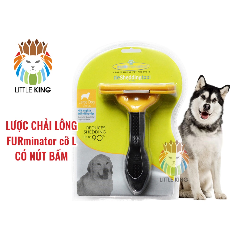 Lược chải lông cho chó Furminator có nút bấm cho chó cỡ lớn trên 20kg Little King pet shop