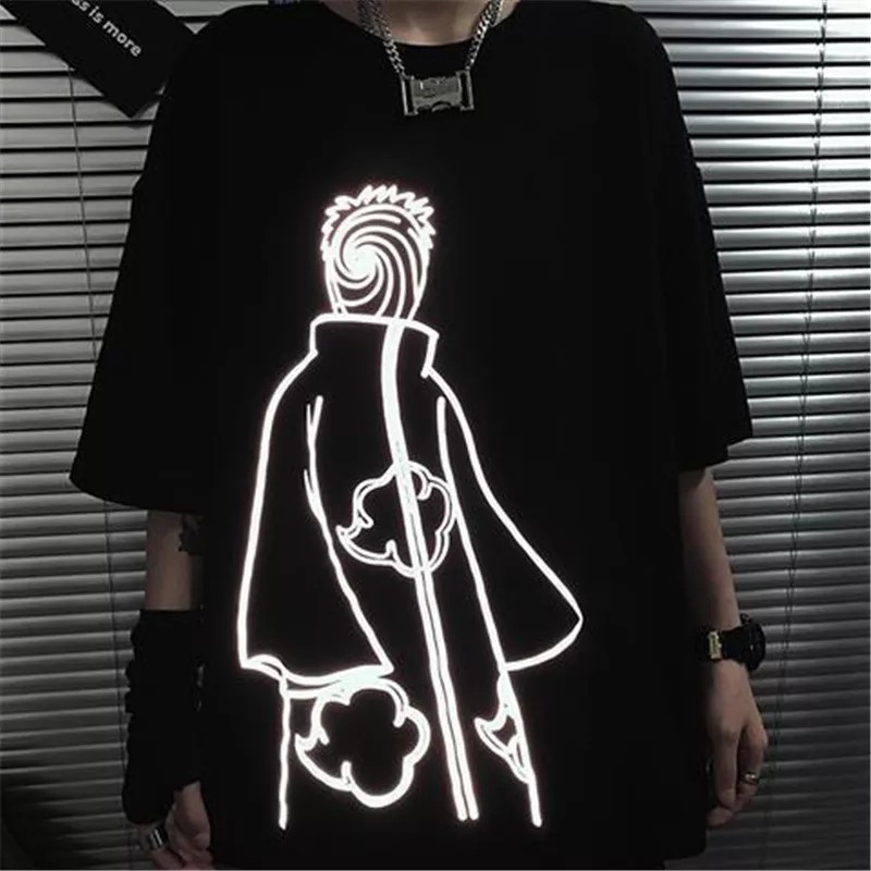 Áo phản quang nam tay lỡ form rộng Naruto Obito Uchiha vải cotton trumunisex