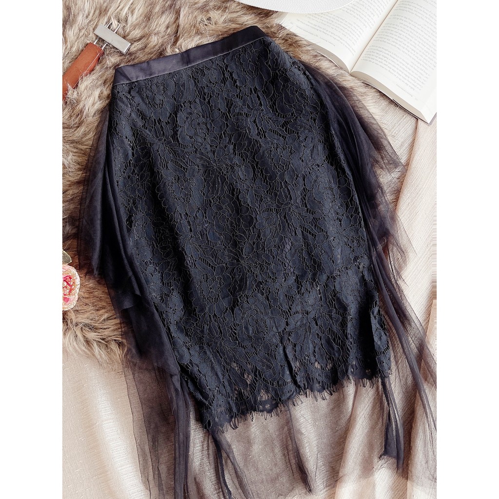 [BÁN LỖ VỐN - HÀNG SALE KHÔNG ĐỔI TRẢ] Chân váy ren đen thiết kế Cv361 | BigBuy360 - bigbuy360.vn