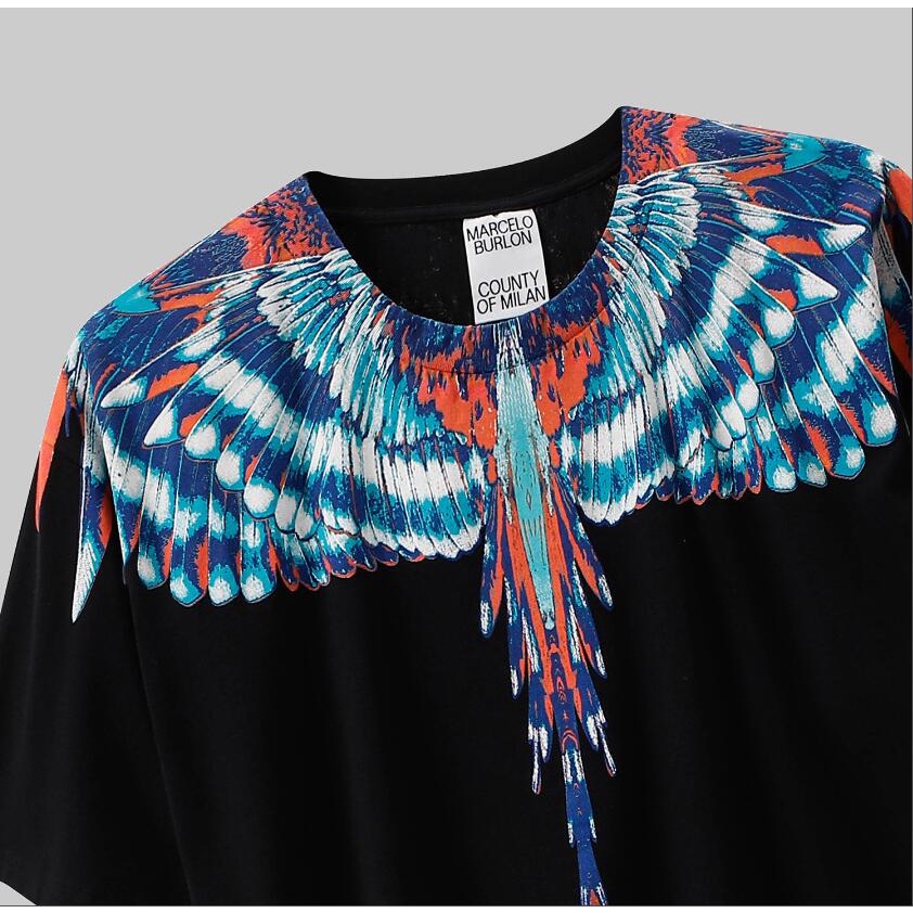 Áo Thun Đen Tay Ngắn In Hình Đôi Cánh Thời Trang Cho Nam