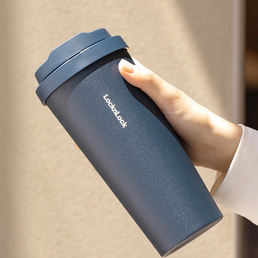 Ly giữ nhiệt LocknLock 550ml Energetic One-Touch Tumbler LHC3249 mở nắp một chạm, Hàng Chính Hãng - Xanh Navy - K-MALL