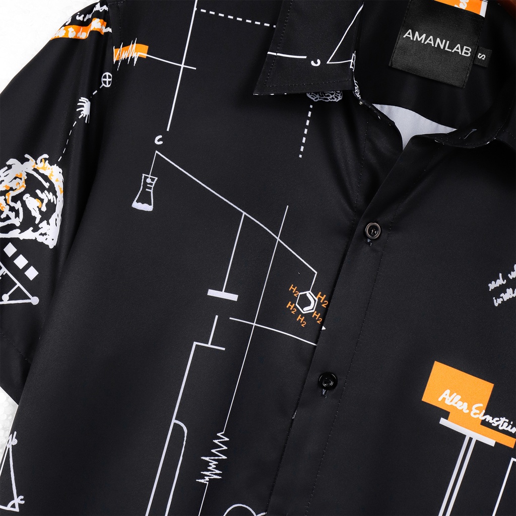 Áo sơ mi nam ngắn tay họa tiết hình học, vải mềm mát , không nhăn, form regular GEOMETRY AMANLAB