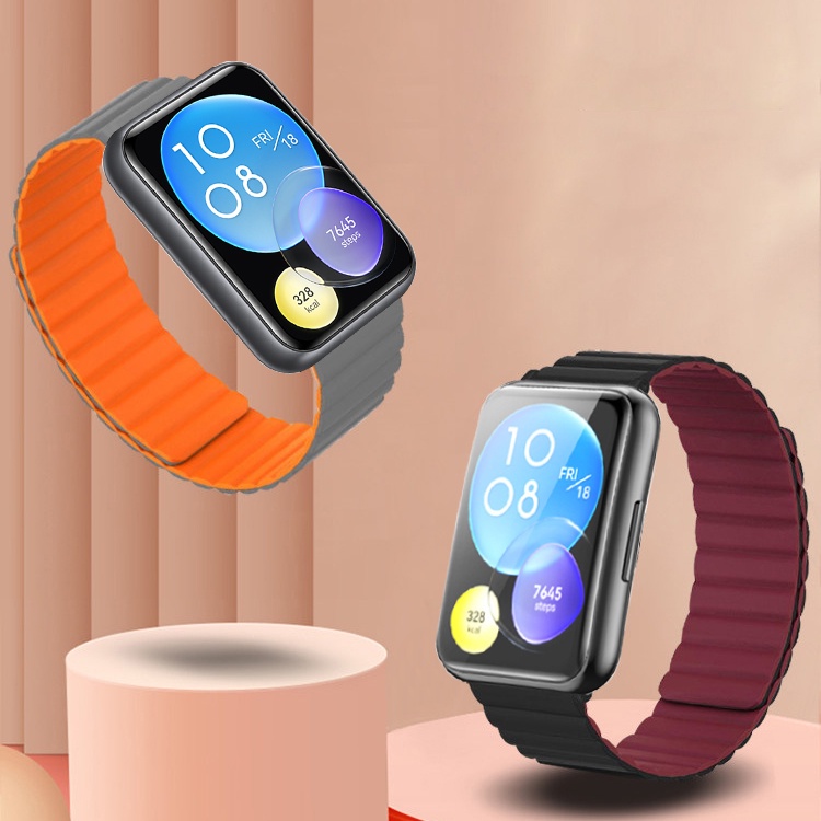 Dây Đeo Silicone Khóa Nam Châm Cho Đồng Hồ Thông Minh Huawei Watch Fit 2