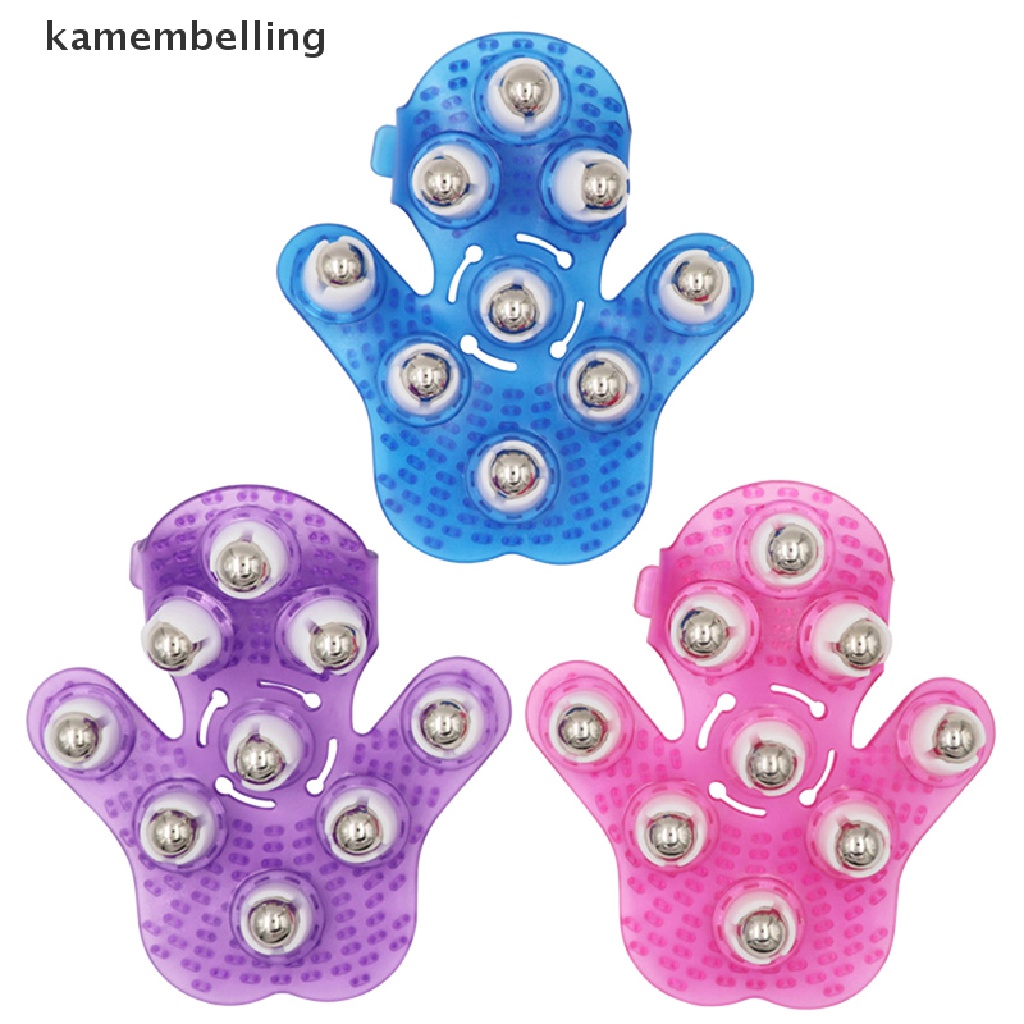 Găng Tay Mát Xa Cơ Thể Bằng Kim Loại 9 Con Lăn Xoay 360 Độ