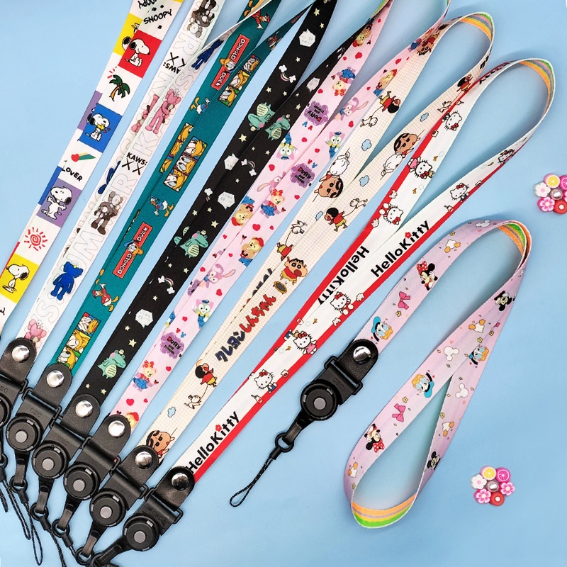 Dây Đeo Thẻ ID / Điện Thoại Họa Tiết Hoạt Hình Kaws / Hello Kitty / Snoopy / Vịt Donald Dễ Thương