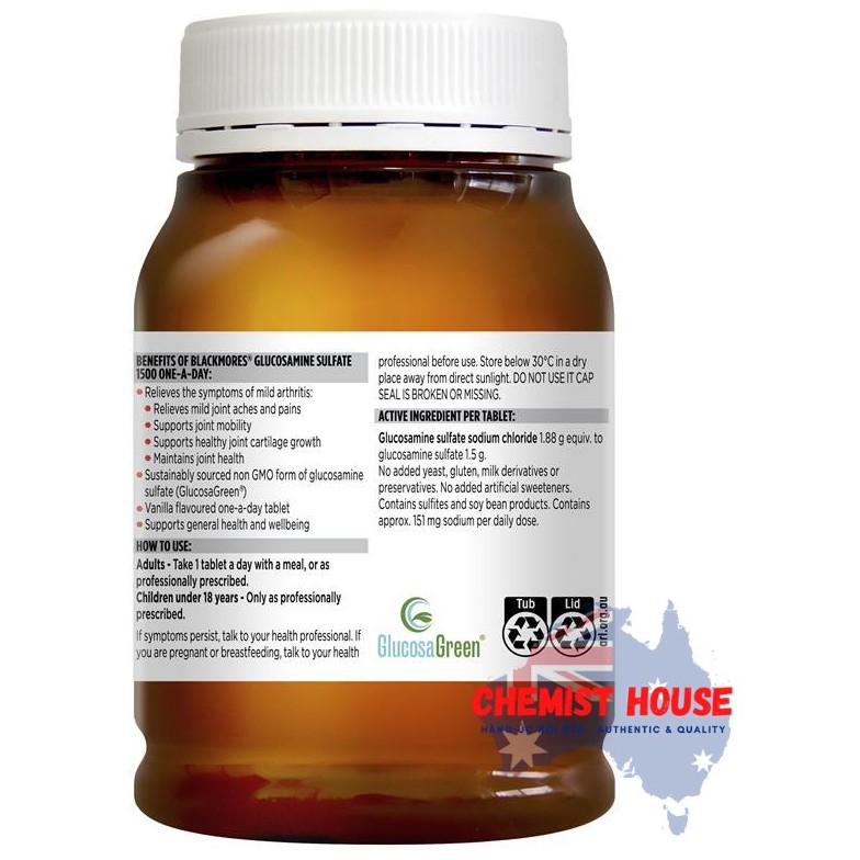 [Hàng Chuẩn ÚC] Blackmores Glucosamine 1500mg Viên uống hỗ trợ xương khớp 60v/180v