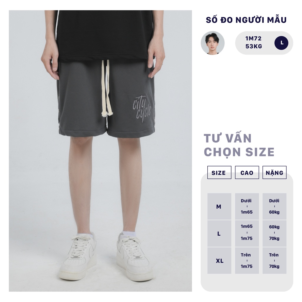 Quần short local brand Symbol City Cycle cúc bấm form rộng unisex nam nữ oversize