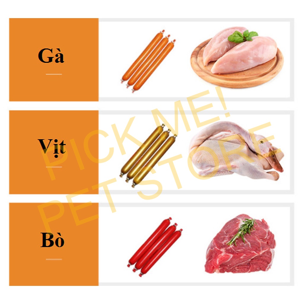 [15g/cây ] Xúc Xích Thưởng Ăn Liền Cho Chó Mèo, Hamster, Thú Cưng - Giàu Dinh Dưỡng, Vitamin, Đạm