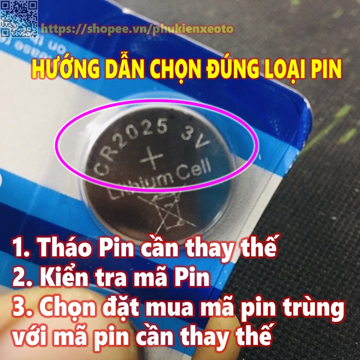 Pin cúc áo CR1632, CR2032, CR2025 cảm biến áp suất lốp ngoài, điều khiển chìa khoá smartkey xe máy, ô tô