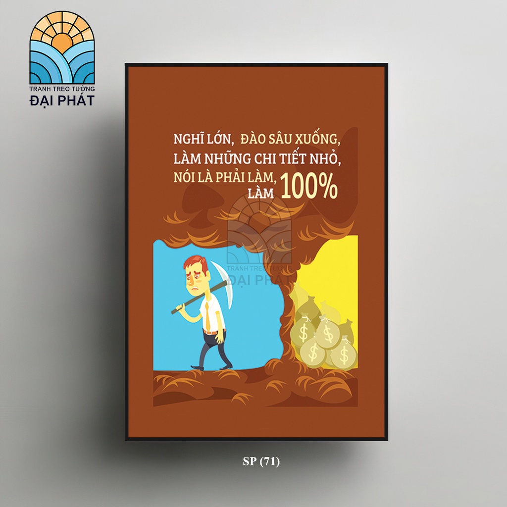 Tranh Tráng Gương Tạo Động Lực Kích Thước Chuẩn treo Văn Phòng 35x50cm, Tranh Slogan Trang Trí Văn Phòng đã có Khung