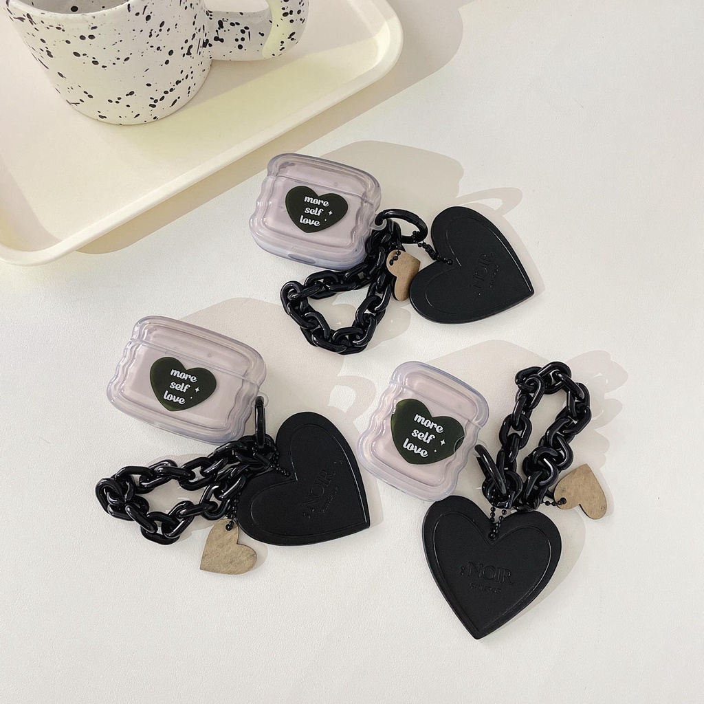 Vỏ Bảo Vệ Hộp Sạc Tai Nghe Bluetooth AirPods Pro 1 / 2 3 2021 gen3 imd Bằng Silicon tpu Mềm Chống Rơi Hình Trái Tim Màu Xám