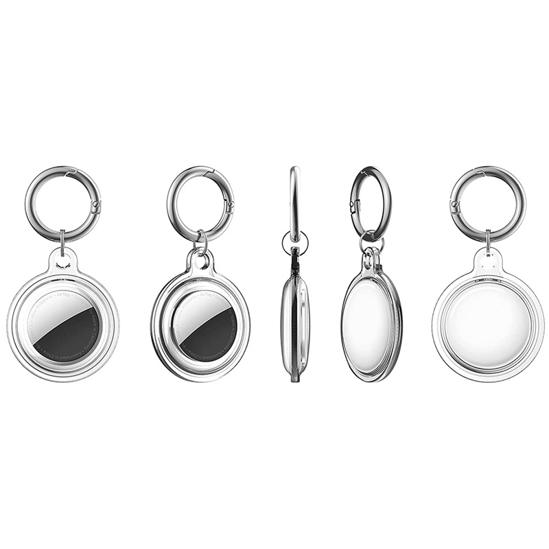Set 4 Vỏ Bảo Vệ Hộp Sạc Tai Nghe Apple AirTag Bằng Silicon Có Móc Khóa Kèm Thẻ Tiện Dụng