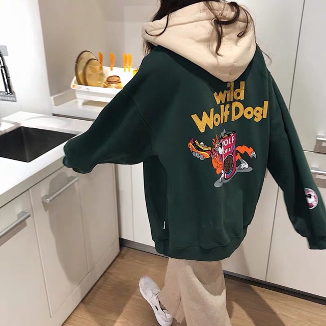 Áo hoodie vải nỉ lót bông dày dặn in Wolfdogl | BigBuy360 - bigbuy360.vn