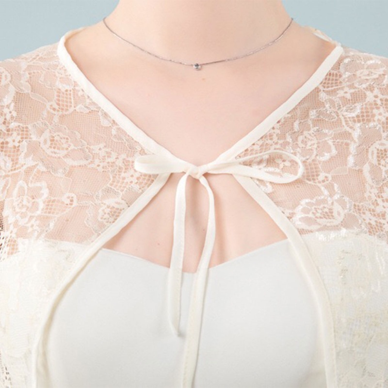 Fine Khăn Choàng Voan Ren Hoa Buộc Dây Cho Phù Dâu Đám Cưới cov