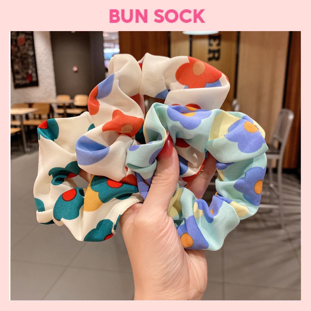 Dây buộc tóc Srunchies nữ phong cách Nhật Hàn hoạ tiết thời trang nữ tính phong cách trẻ trung