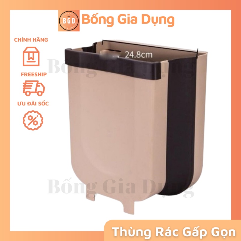 Thùng Rác Cánh Tủ Gấp Gọn Thông Minh Bằng Nhựa Dẻo Màu Nâu