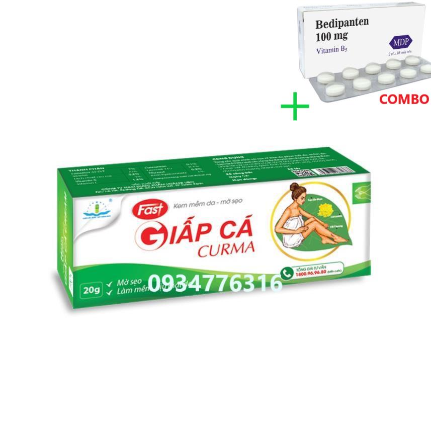 Combo Bedipanten 100mg +  ✅ Kem liền da - Lành sẹo lõm Giấp Cá CURMA