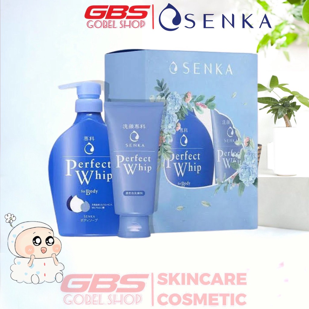 Hộp Quà Senka Sữa Tắm Dưỡng Ẩm Senka Perfect 500ml & Sữa Rửa Mặt Senka Perfect Whip 120g