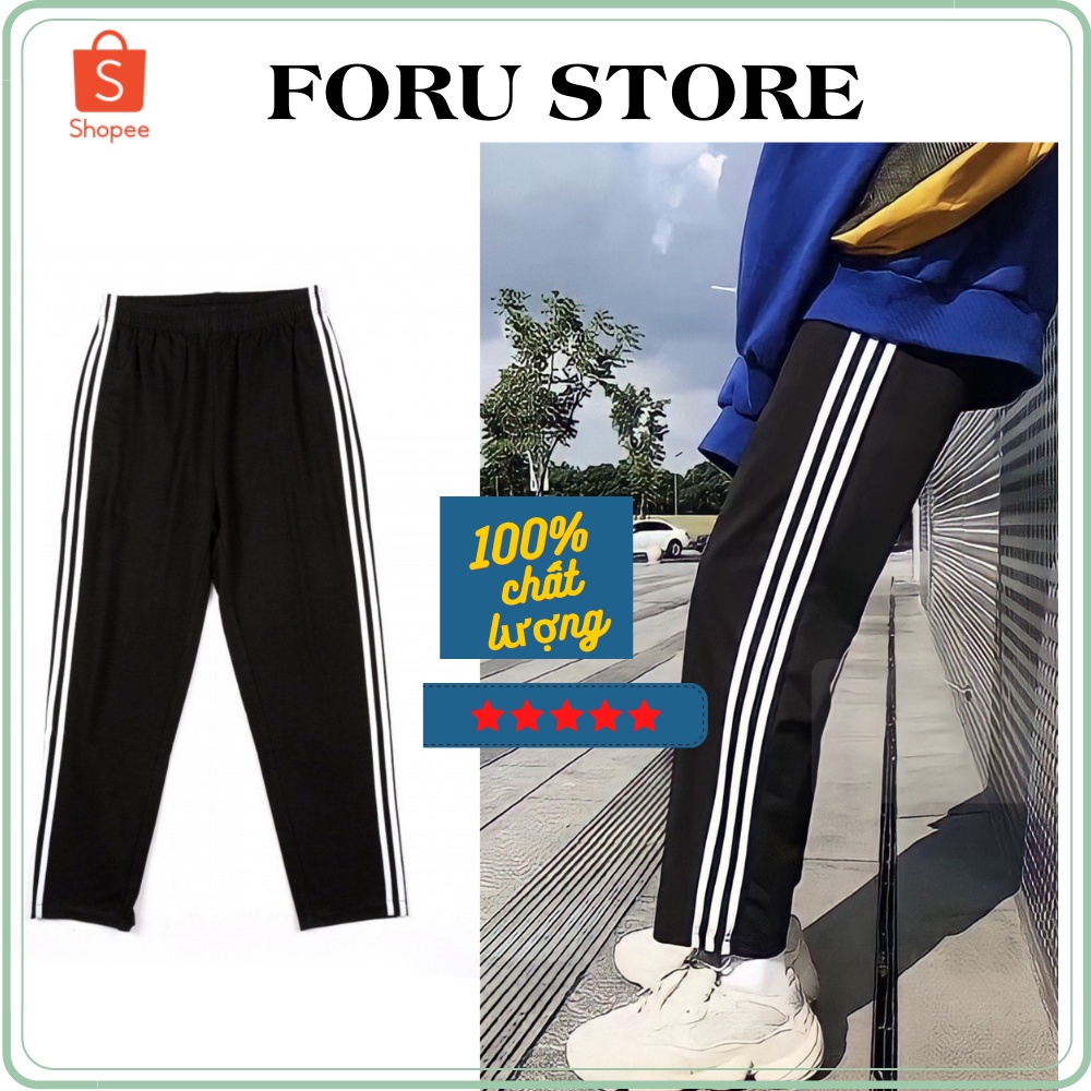 Quần jogger nam nữ thể thao Unisex, quần ống suông 3 sọc chất dày dặn, co giãn 4 chiều basic pant vải cao cấp FORU STORE