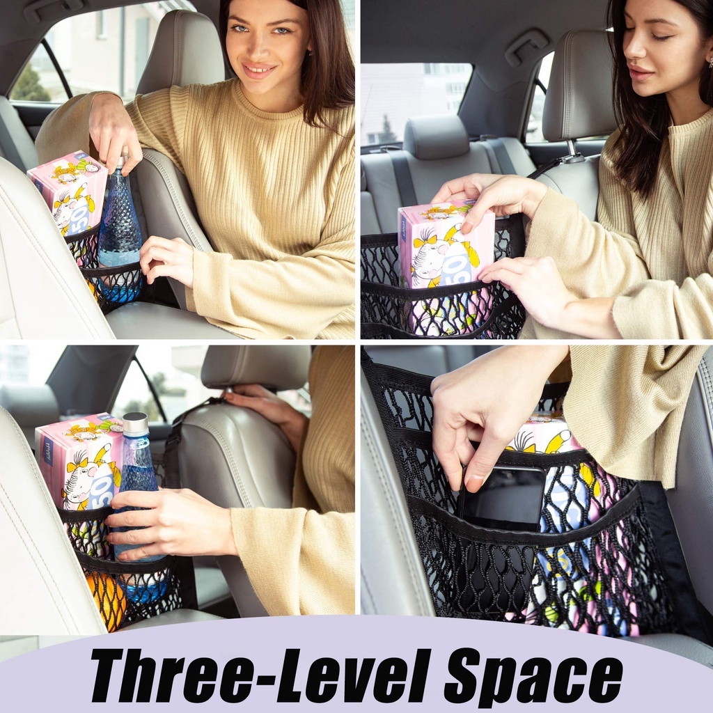 Túi Lưới Đựng Vật Dụng 3 Tầng Co Giãn Sắp Xếp Gọn Gàng Cho Xe Hơi