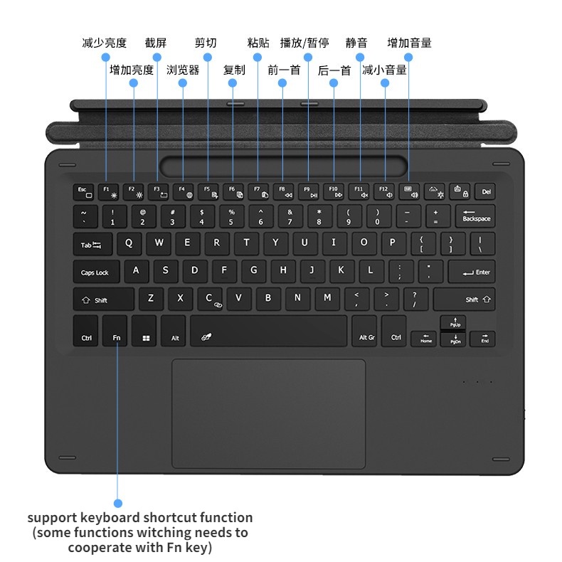 Bàn PhíM Bluetooth Có ĐèN NềN 7 MàU Cho Microsoft Surface Pro 8 / Pro 9 / Pro X mate type-c