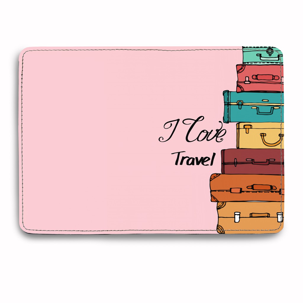 Bao Da Passport Du Lịch I LOVE TRAVEL - Ví Đựng Hộ Chiếu Cover VALI Basic Tiện Lợi - Passport Cover Holder - LT085