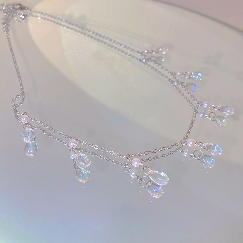 Dây Chuyền Mặt Hình Giọt Nước Đính Đá Phong Cách Retro Thời Trang