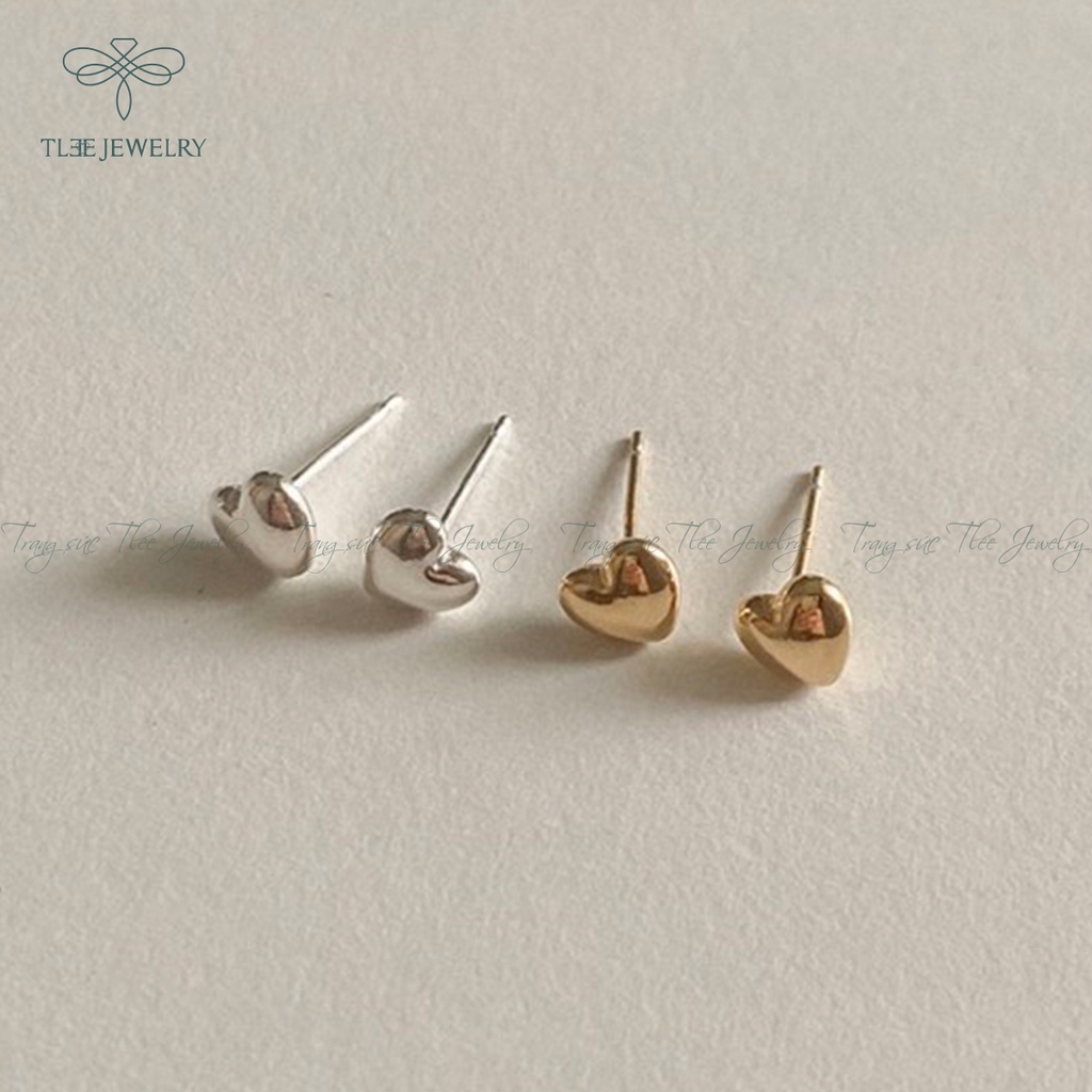 Khuyên tai bạc nữ TLEE tim phồng đơn giản NCJ B0169
