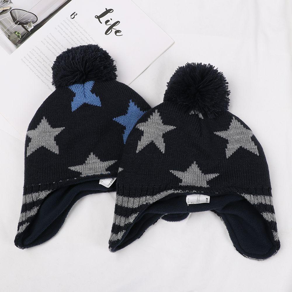 Mũ Beanie Giữ Ấm Che Tai Họa Tiết Ngôi Sao Xinh Xắn Cho Bé
