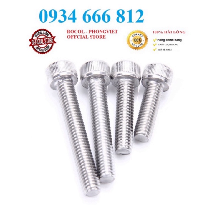 Bulong lục giác chìm đầu trụ inox304 M8, M8X16, M8X20,M8X25, M8X30, M8X35, M8X40,M8X45,M8X50