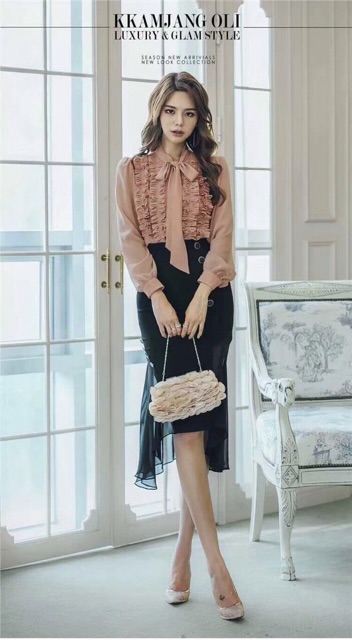 Sơ mi bèo buộc nơ tiểu thư