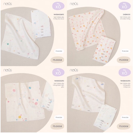 Khăn Sữa Nous Xô Kháng Khuẩn Set 5 Chiếc Cho Bé Sơ Sinh Kích Thước 30x30cm