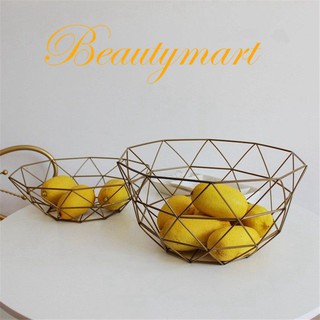 💖New Nordic Storage Baskets Gold Metal Art Snacks Candy Fruit Basket
