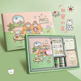 Set sổ tay kèm sticker pvc giấy note washi tape - quà tặng, trang trí sổ, bullet journal, diy,...