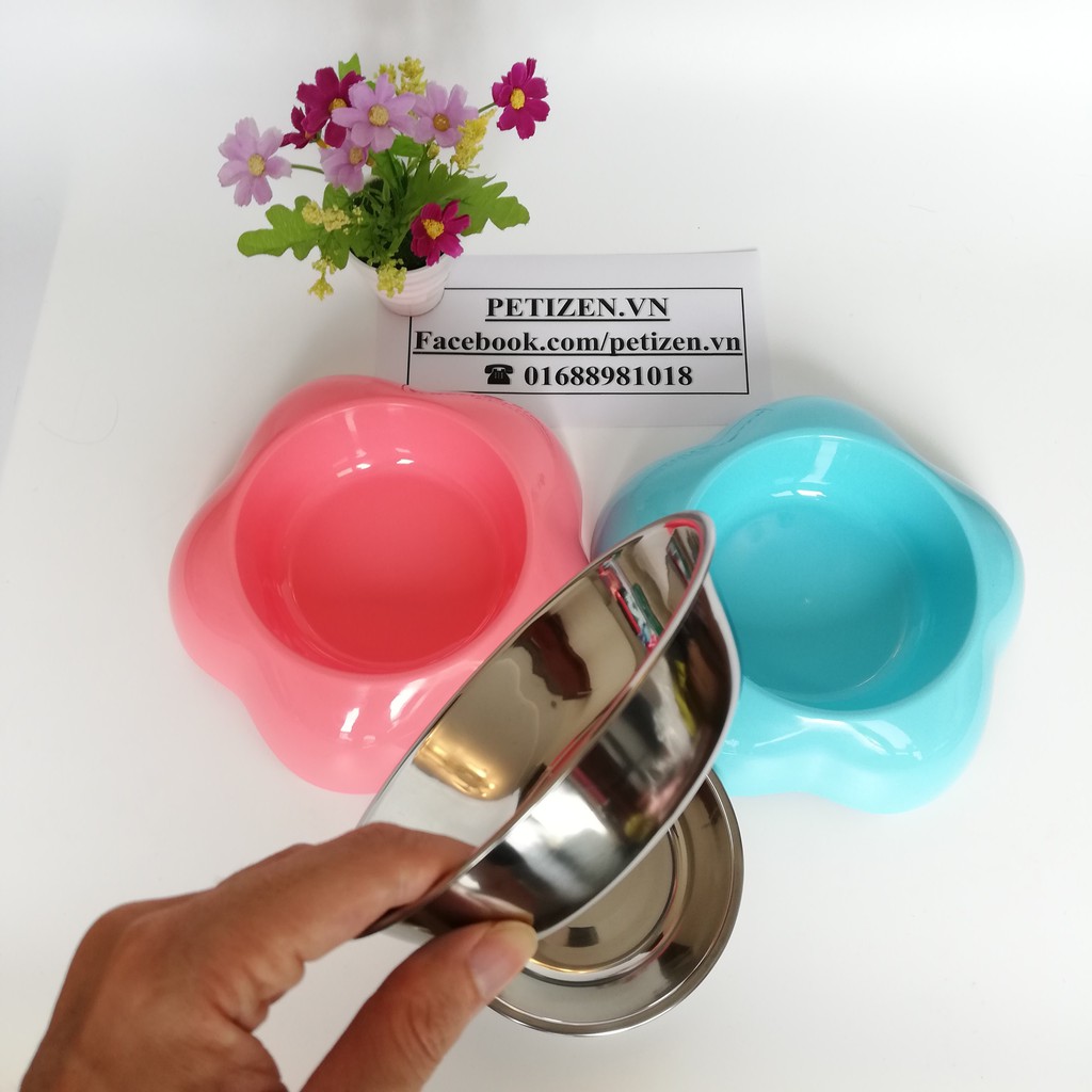 Bát inox đựng thức ăn cho Chó Mèo - Đế bám không lật