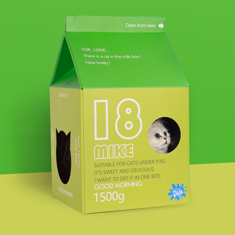 Bàn cào móng cho mèo Diniopet Hộp box nhà catton kèm , hình hộp sữa Tặng kèm catnip