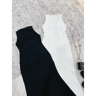 ĐẦM XỐP MIDI CUT OUT LƯNG 2M