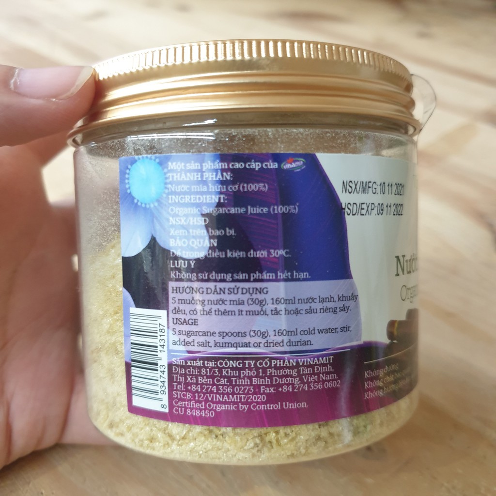 Nước mía tươi sấy hữu cơ Vinamit 120gr nước mía hữu cơ 100%