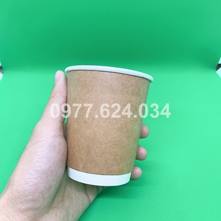200 cốc giấy 8oz 2 lớp kraft (280ml) đựng đồ uống nóng kèm nắp - Minh Đức Green
