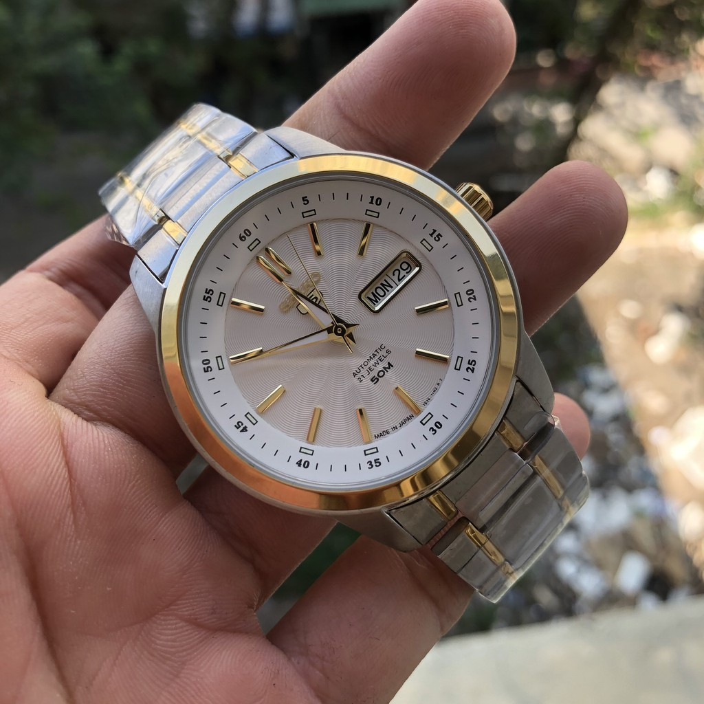 Đồng hồ nam seiko 5 máy cơ lộ đáy dao động 216000 hàng nhật