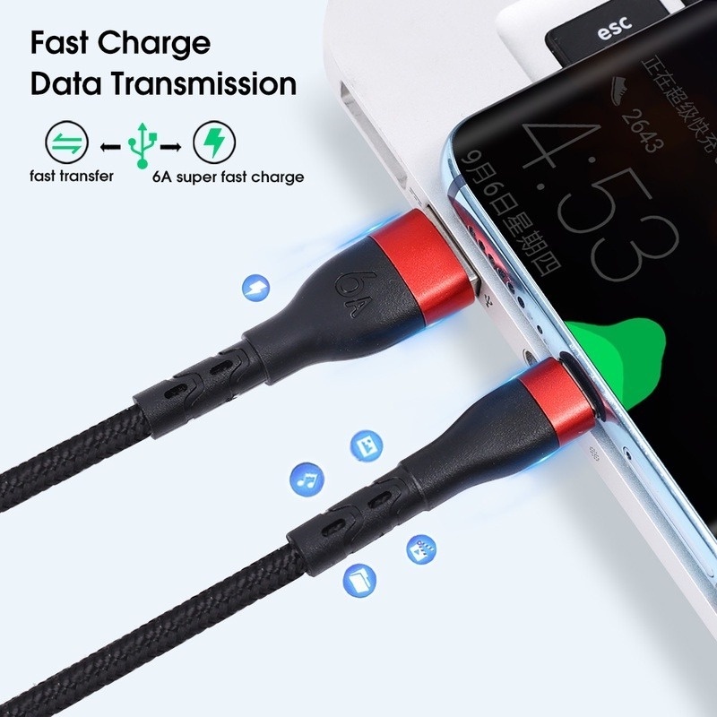 Dây Cáp Sạc Nhanh Usb Loại C 1/2M 6A Dành Cho Điện Thoại Thông Minh