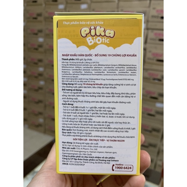 [ Chính Hãng ] Men Vi Sinh PiKa BIOTIC 19 Chủng Lợi khuẩn Hàn Quốc