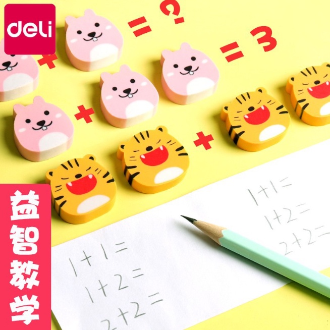 Set 4 tẩy chì hình thú,tẩy chì hoạt hình hàng Deli!