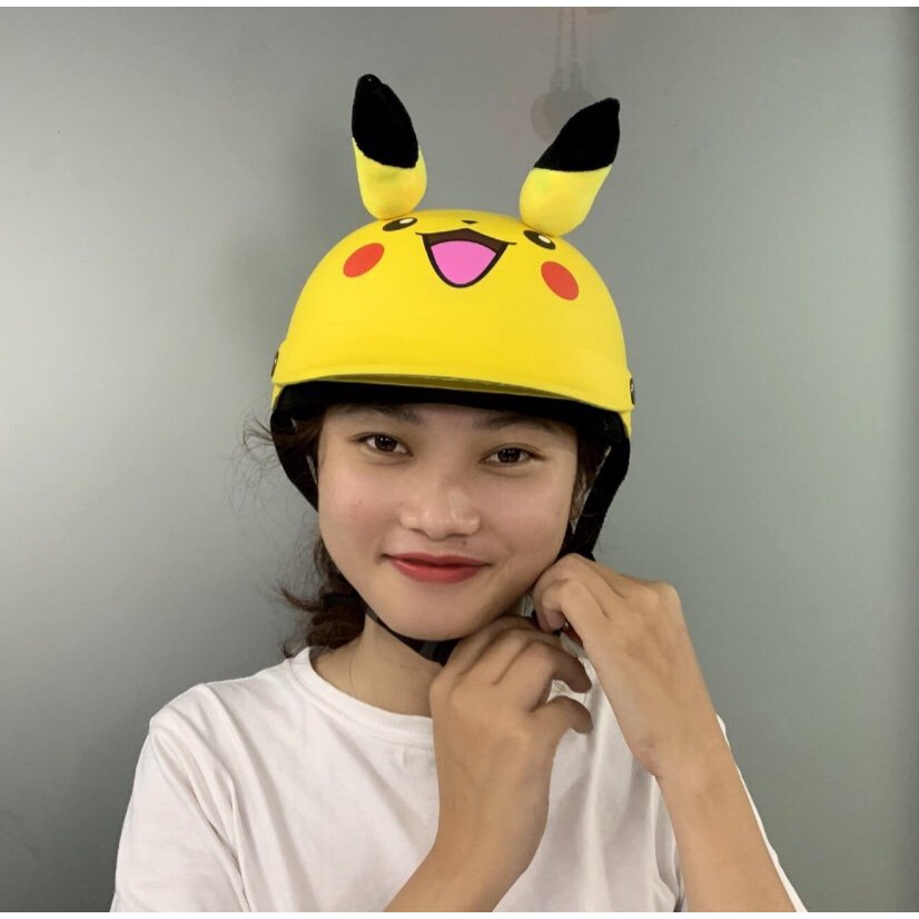 Mũ bảo hiểm nửa đầu PIKACHU có sừng + lưỡi trai