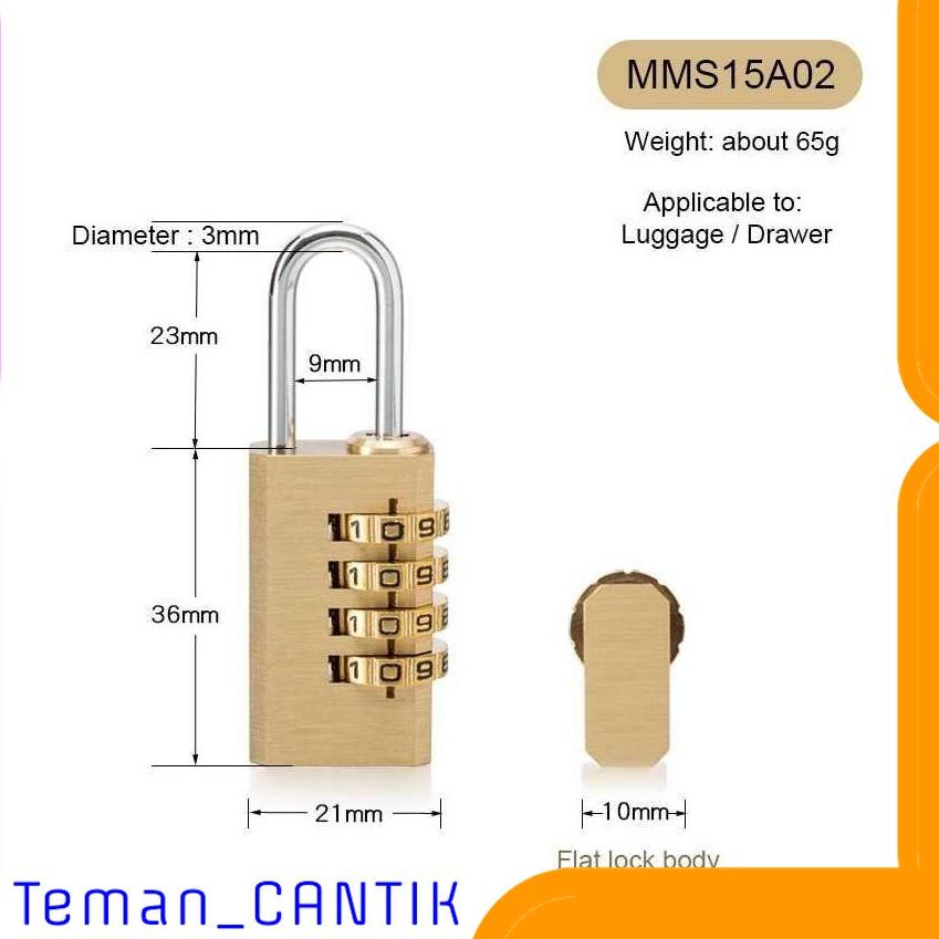 Ổ Khóa Hành Lý Kỹ Thuật Số 4 Số Bằng Đồng Thau Cứng 21X60MM MMS15 Tc-IK012