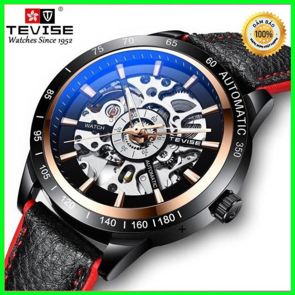 Đồng hồ nam automatic dây da bọc su cực bền hiệu tevise chính hãng (tặng kèm hộp)