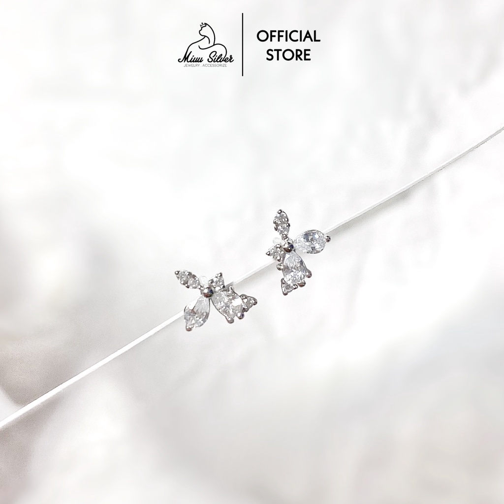 Bông tai bạc nữ Miuu Silver nữ đính đá Butterfly Earrings